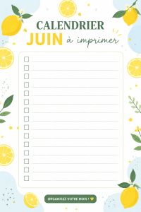Calendrier de juin imprimable pour une meilleure organisation