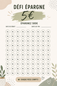 Image représentant un calendrier d'épargne à 5€
