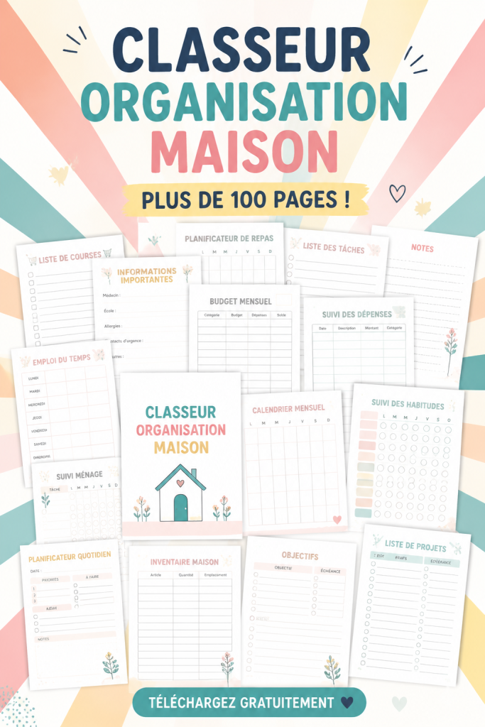 Classeur de gestion de maison gratuit avec plusieurs pages d'imprimables