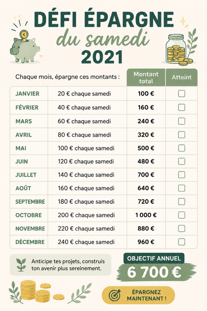 Une femme souriante regardant des billets dans une tirelire, symbolisant l'épargne.