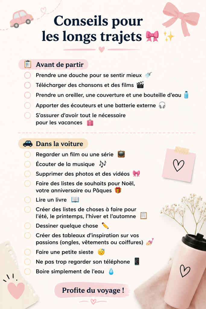 Famille heureuse en voiture sur un long trajet