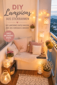 Lampions décoratifs DIY réalisés avec des cercles à broder