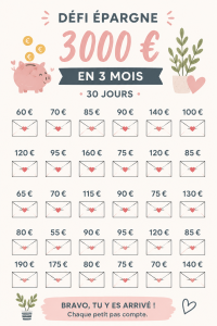 Femme souriante planifiant son défi d'épargne de 3000 € sur un tableau