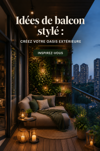 Un balcon stylé avec des meubles confortables et des plantes vertes