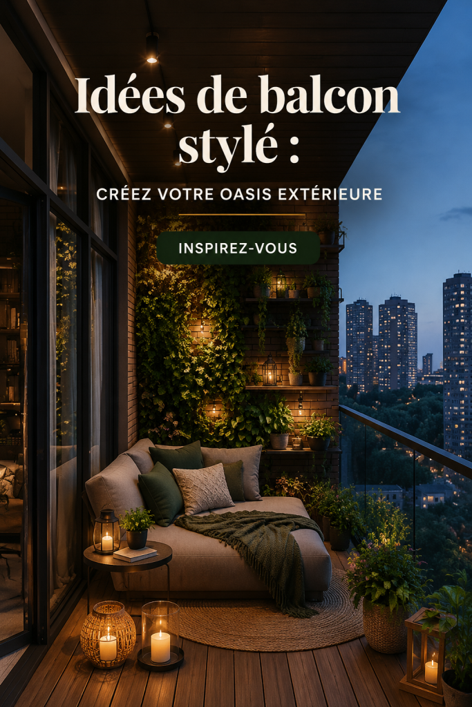 Un balcon stylé avec des meubles confortables et des plantes vertes
