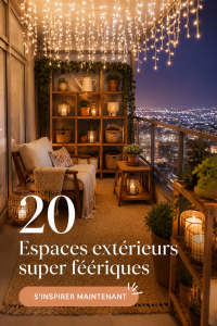 Espace extérieur aménagé avec des plantes et un coin salon accueillant.