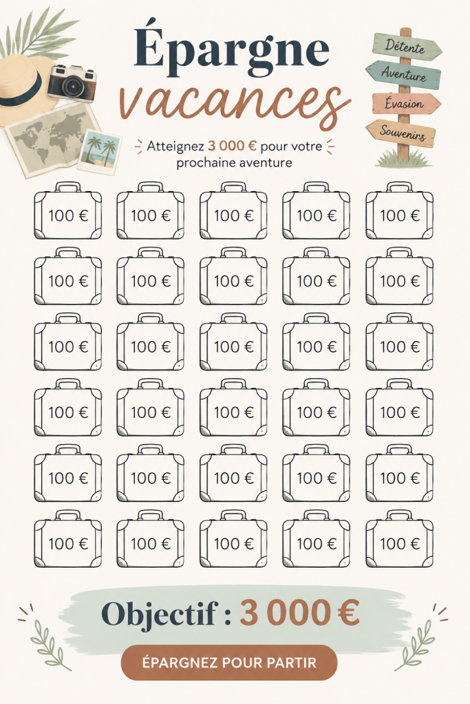 Une femme souriante utilisant une feuille de budget pour planifier ses vacances.