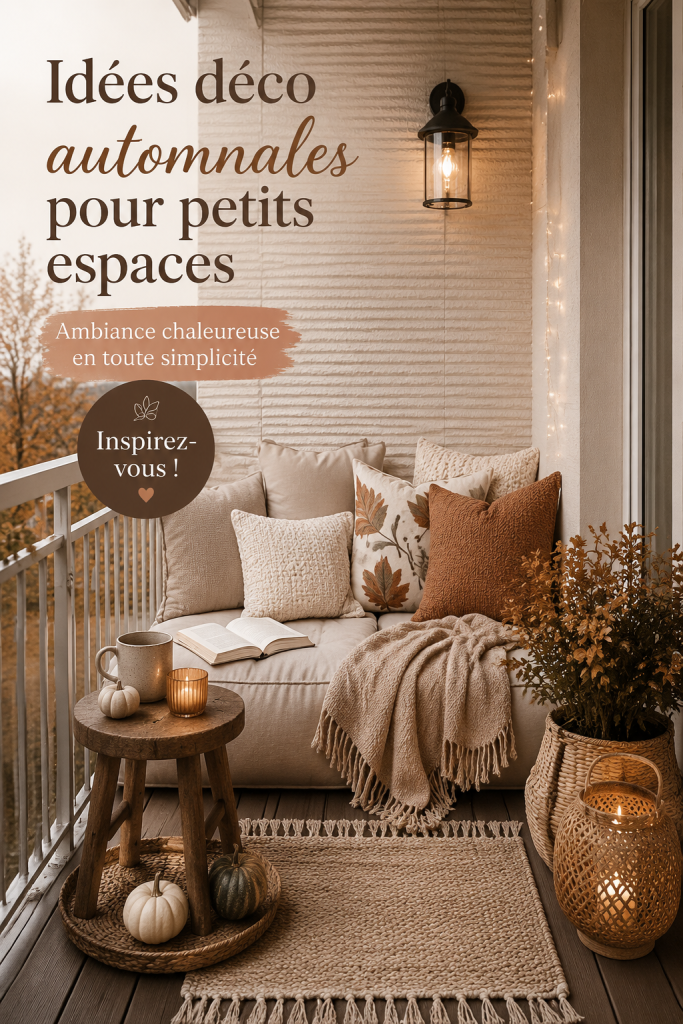 Une décoration automnale cosy dans un petit salon, mettant en avant des coussins et des plaids.