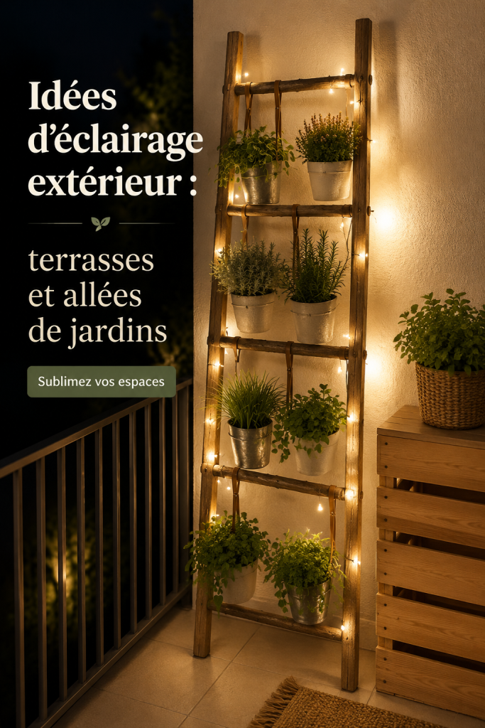 Éclairage extérieur sur une terrasse avec des lampes modernes
