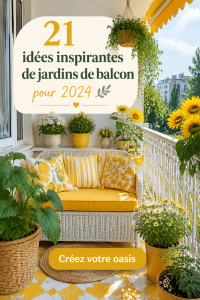 Un balcon magnifique aménagé avec un jardin verdoyant et coloré, montrant divers types de plantes.