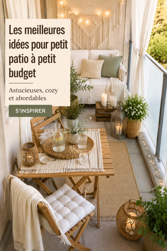 Petit patio décoré avec des plantes et du mobilier économique