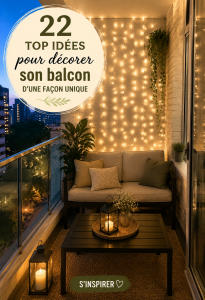 Un balcon décoré avec style et originalité, mettant en valeur un espace de vie extérieur agréable.