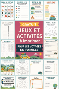 Une famille joyeuse jouant à des jeux pendant un road trip