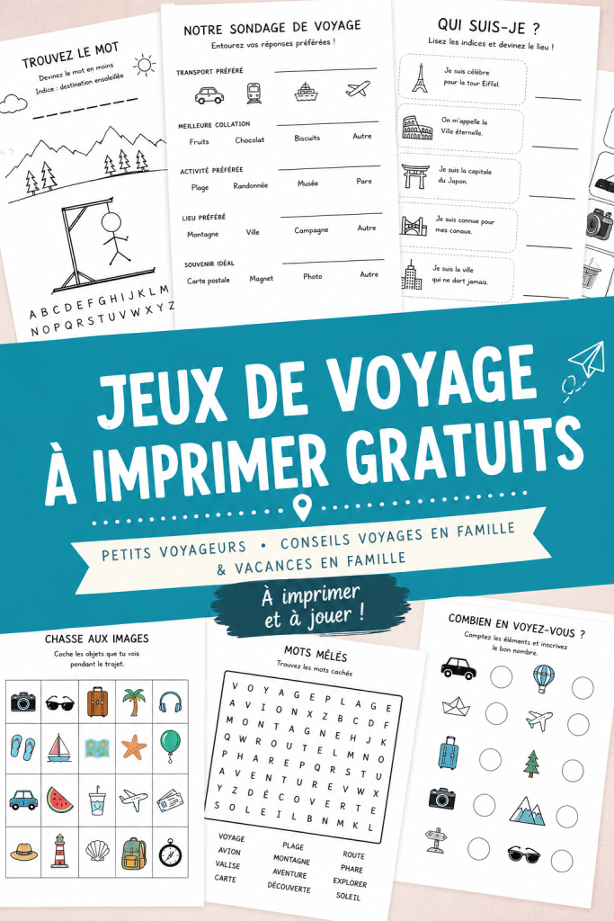 Jeux de voyage gratuits à imprimer pour divertir les enfants en voiture
