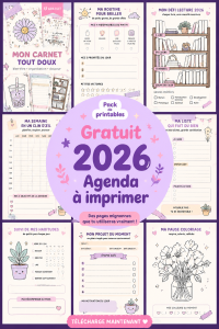 Kit de planification 2026 à imprimer, avec des pages colorées et pratiques.