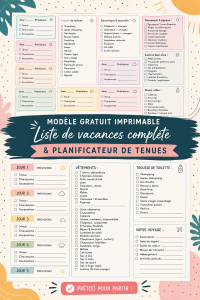 Modèle de liste de bagages imprimable pour des vacances relaxantes.