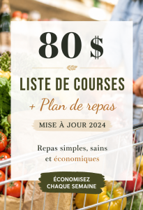 Une liste de courses sur une table avec des aliments sains autour