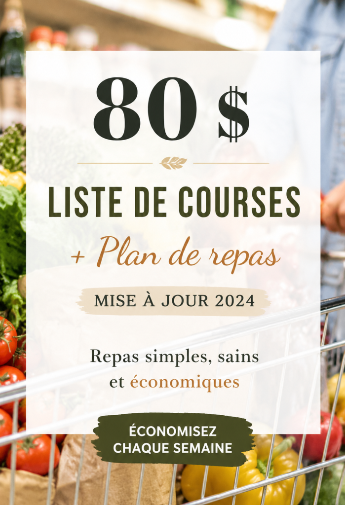Une liste de courses sur une table avec des aliments sains autour