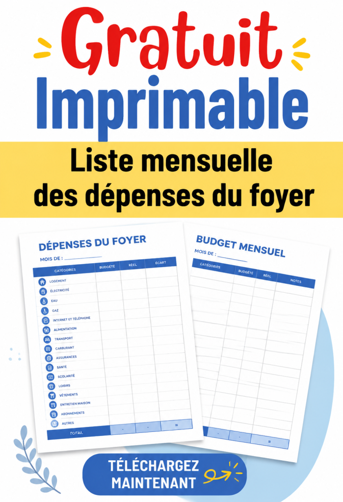Téléchargez votre liste mensuelle des dépenses pour une gestion financière pratique