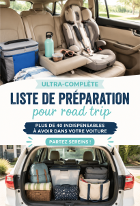 Road trip avec une voiture bien équipée et chargée.