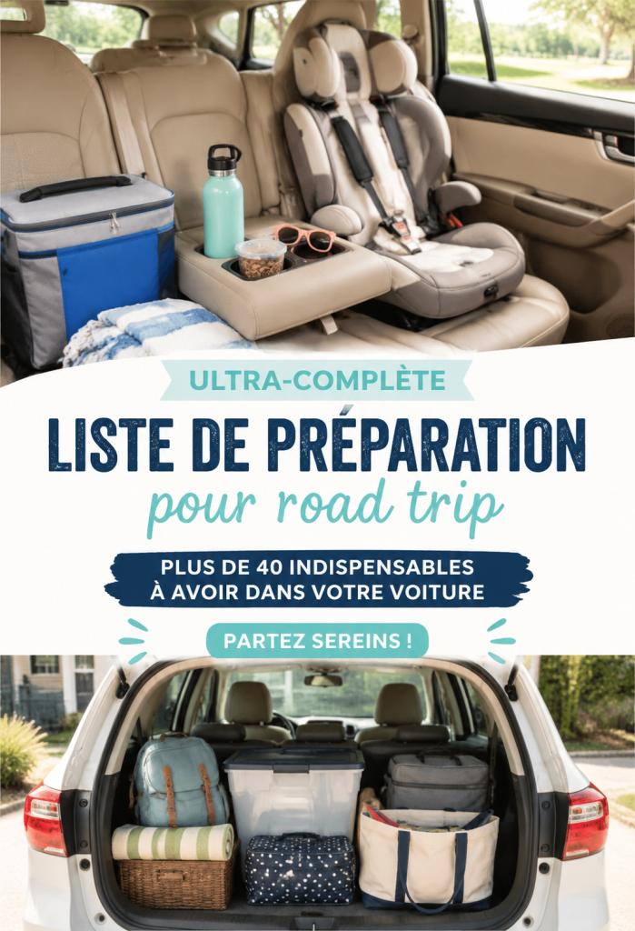 Road trip avec une voiture bien équipée et chargée.