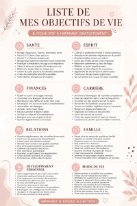 Modèle simple et clair pour une liste d'objectifs de vie