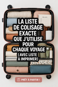 Femme préparant sa valise avec une liste de packing.