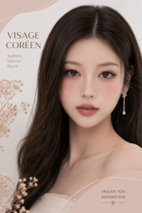 Femme avec un look de maquillage coréen tendance, mettant en évidences les lèvres et les joues.