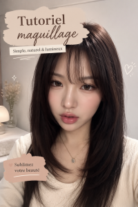 Tutoriel de maquillage coréen mettant en avant un look doux et lumineux.