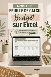Modèle de budget Excel sur un écran d'ordinateur avec des graphiques colorés.