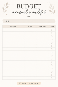 Modèle de budget simple et pratique sur un bureau