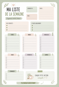 Modèle de liste de tâches hebdomadaire sur un bureau