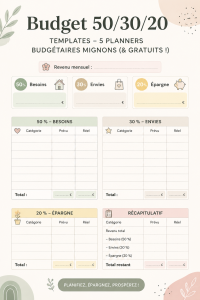 Un aperçu de 5 modèles de budget colorés et pratiques pour la gestion financière des femmes.