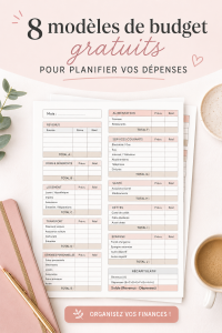 Modèles de budget gratuits sur une table avec des fournitures de bureau