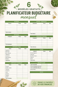 Modèle de planificateur de budget à imprimer, design simple et pratique pour aider à gérer ses finances.