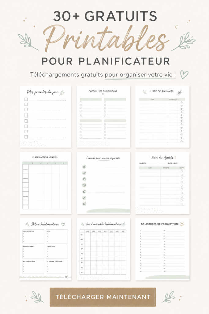 Modèles de plannings gratuits à imprimer pour organiser sa vie.