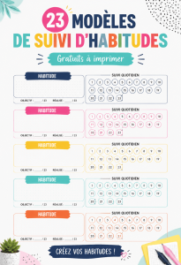 Modèles de suivi d'habitudes à imprimer, coloriés et variés