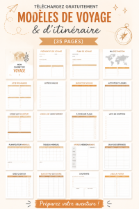 Modèle de voyage à imprimer sur un bureau avec des documents nécessaires à la planification