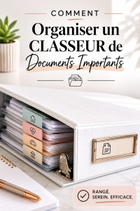 Un classeur organisé avec des documents importants bien rangés.