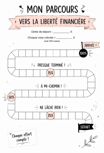 Un bureau organisé avec des feuilles de suivi de dettes et un ordinateur portable.