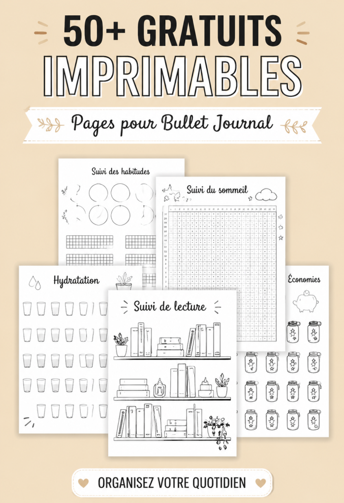 Pages de Bullet Journal imprimées avec différents designs créatifs
