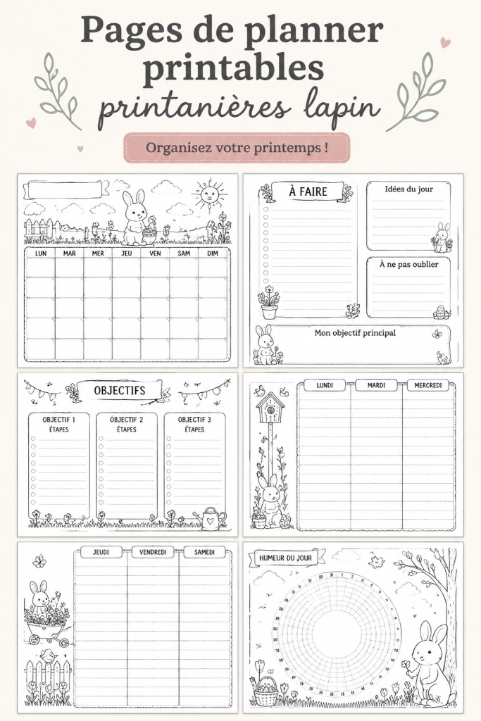Un planner printanier avec des pages colorées à imprimer pour organiser ses projets.