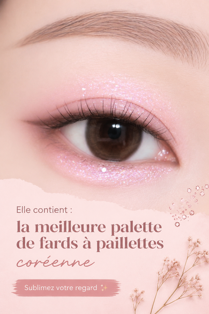 Palette de fards à paupières pailletés coréens, couleurs éclatantes