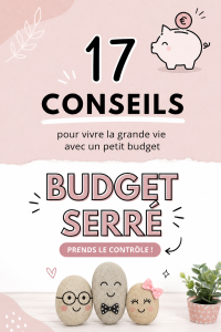 Femme souriante examinant des options de shopping avec un budget limité.