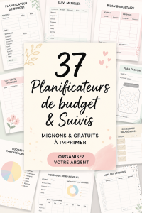 Un échantillon de planificateurs de budget imprimables retrouvés sur une table, avec des stylos colorés.