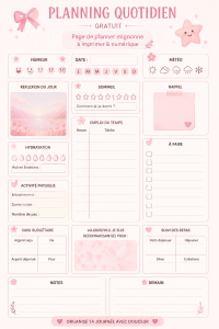 Image d'un planner quotidien imprimable avec des fleurs et un design attrayant