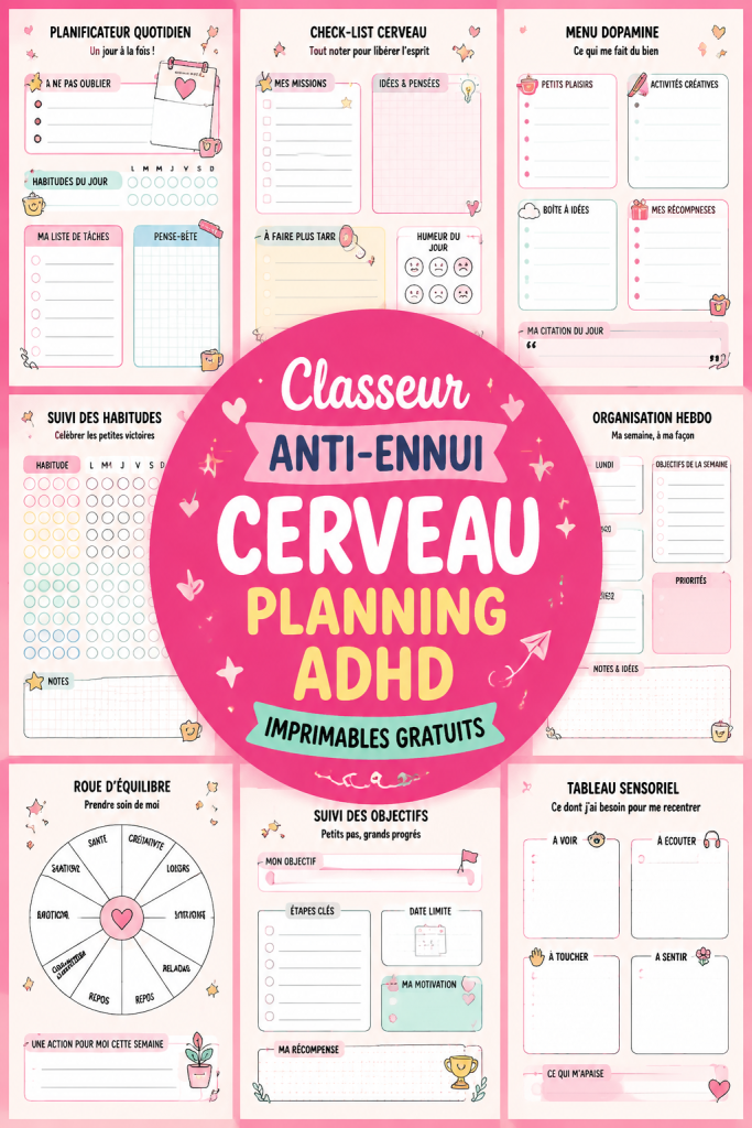 Une image illustrant un planner coloré et engageant pour aider à organiser ses tâches quotidiennes avec ADHD.
