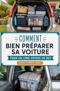 Voiture bien organisée pour un road trip familial
