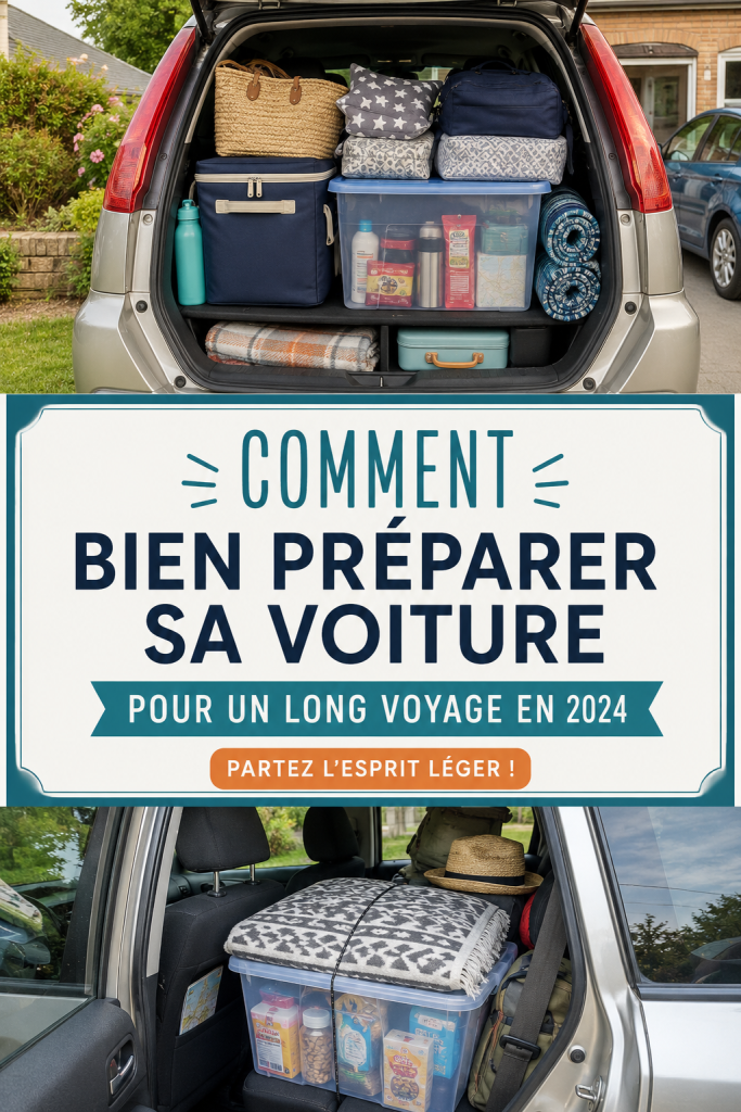 Voiture bien organisée pour un road trip familial