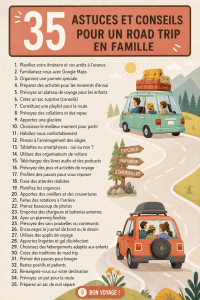 Famille heureuse en voiture pour un road trip.